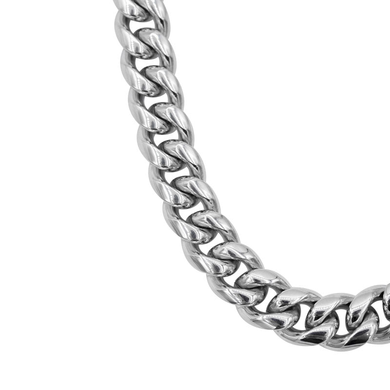 10mm Cuban Chain Necklace Silver RoseGold and Black